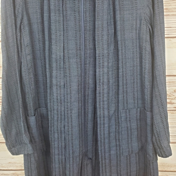 Eileen Fisher Womens XS Navy Blue "Indigo" Textured Stripe Linen Jacket - Picture 3 of 9